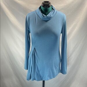 Soft Surroundings Sky Blue Cowl Neck Long Sleeve Top